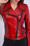 Kadın Hakiki Deri Biker Vintage Mont