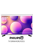 Technozi Philips Uyumlu 55" inç 155 Ekran Tv Koruyucu Kırılmaz Paneli