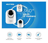 Neutron 360 Derece Dönebilen 3MP Kızılötesi Gece Görüşlü Ip Wifi HD Ev Güvenlik Kamerası