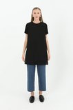 Siyah Kadın Basic Uzun T - Shirt