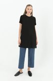 Siyah Kadın Basic Uzun T - Shirt
