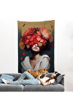 Çiçek Başlı Soyut Kadın Duvar Örtüsü-7829