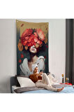 Çiçek Başlı Soyut Kadın Duvar Örtüsü-7829