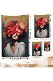 Çiçek Başlı Soyut Kadın Duvar Örtüsü-7829
