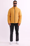 Erkek Rüzgar Geçirmez Taşınabilir Çantalı Sıcak Tutan Elyaf Dolgulu Hafif Şişme Sarı Mont | 2XL