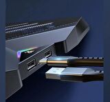 TechTic 8 Fanlı 18-11İnç RGB Işıklı Notebook Laptop Soğutucu Fan Yükseklik Ayarlı Sessiz LCD Pro Stand Çift USB 1 Type-c Giriş
