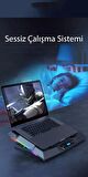 TechTic 8 Fanlı 18-11İnç RGB Işıklı Notebook Laptop Soğutucu Fan Yükseklik Ayarlı Sessiz LCD Pro Stand Çift USB 1 Type-c Giriş