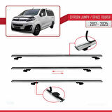 Citroen Jumpy 3 (K0) Space Tourer 2017 ve Sonrası ile Uyumlu BASIC Model Ara Atkı Tavan Barı Gri 2 Adet