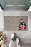 Dijital Baskı Kalitesi  Gri Love Sweet  Köpekli  Dekoratif Kapı  Paspası