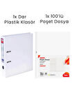 1 Adet Tigra Dar Klasör 1 Adet Noki 100'lü Poşet Dosya Ofis Seti