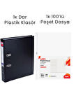 1 Adet Tigra Dar Klasör 1 Adet Noki 100'lü Poşet Dosya Ofis Seti