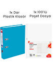 1 Adet Tigra Dar Klasör 1 Adet Noki 100'lü Poşet Dosya Ofis Seti
