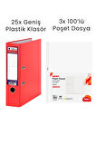 25 Adet Tigra Geniş Klasör 3 Adet Noki 100'lü Poşet Dosya Ofis Seti