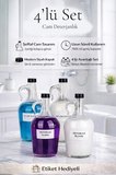 4'lü Şişe Banyo Seti Cam Yumuşatıcı Deterjan Renkliler Beyazlar Siyahlar Şişesi 1500ml Siyah Kapaklı
