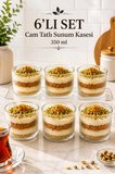6'lı Çizgili Cam Tatlı Sunum Kasesi 350 ml - Magnolia Cheesecake Kahvaltılık Çerezlik Servis Seti