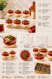 6'lı Çizgili Cam Tatlı Sunum Kasesi 350 ml - Magnolia Cheesecake Kahvaltılık Çerezlik Servis Seti