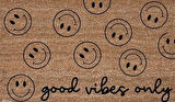 Good Vibes Only, Gülen Yüzler, Kapı Önü Paspası, İç ve Dış Kapı Önü Paspası, Dijital Baskı Paspas