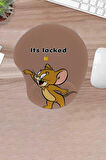 Damla, Tom ve Jerry, Kahverengi, Bilek Destekli Konforlu Mouse Pad, İts Locked Çizgi Film, Bilgisayar- Laptop Aksesuarı