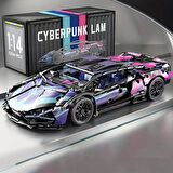 1280 parça Cyberpunk Mor Cool 1:14 Ölçekli Spor Araba Yapı Blokları Seti 3D Montaj Modeli Kiti, Gençler & Yetişkinler İçin Mükemmel Hediye 14+ yaş