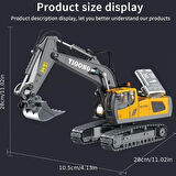 Uzaktan Kumandalı Ekskavatör full fonksiyon 11 Kanallı Alaşımlı Metal Yapı, 2.4GHz Kablosuz, USB Şarj Edilebilir 18650 Lityum Pil, Hava Koşullarına Dayanıklı, Çalışma Voltajı ≤36V, Çocuklar İçin