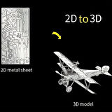 DIY 3D Metal Puzzle Bulmaca Newpiort 17 Fighter Uçak 46 Parça  14+ yaş üstü Hediyelik