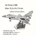 DIY 3D Metal Puzzle Bulmaca Air Force J-10B Savaş Uçak 43 Parça 14+ yaş üstü Hediyelik model