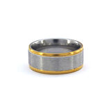 Çelik Yüzük Alyans Altın Detaylı YZK-409