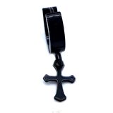 FerizZ 316L Çelik Siyah Haç Model Sallantılı Halka Küpe UNK-695