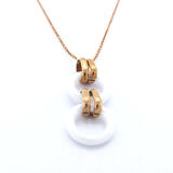 316L Çelik Rose Beyaz Halkalı Kadın Set SET-156