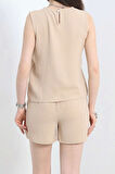 Şortlu Ayrobin takım bej
