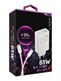 ​Zuidid CH65 65W 2 PD + 1 USB Çıkışlı Ultra Hızlı Şarj Cihazı + PD Kablo