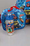 DEKOMUS İLE YENİ SEZON LİSANSLI HOT WHEELS ANAOKUL,KALEM VE BESLENME ÇANTASI, 2 KATLI BESLENME KABI İLE 500 ML MATARA SETİ