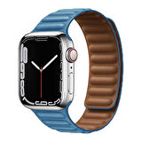 Megafox Apple Watch Seri 2/3/4/5/6/7/8/Se/Ultra Mıknatıslı Deri Baklalı Kordon 42-44-45-49Mm Uyumlu