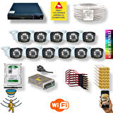 Qromax 11 Kameralı Set - Hareket Algılayan Gece Renkli Gösteren 5 MP SONY Lensli 6 Warm Ledli 1080P FULLHD Güvenlik Kamerası Seti 516W