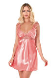 Amora Secret Mercan Kısa Saten Gecelik