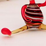 Veraart El Yapımı Murano Cam Balon Tutan Sarı Pantolonlu Palyaço Biblo