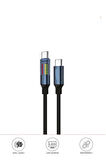 U21 Type-C to Type-C 60W Hızlı Şarj Kablosu – LED Ekranlı, Dayanıklı Örgü Kablo