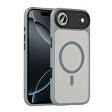 iPhone 17 Air Kılıf Mat Arka Yüzey Wireless Şarj Özellikli Flet M-safe Kapak