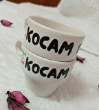 Seramik Yazılı ikili Fincan Seti