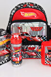 YENİ SEZON LİSANSLI HOT WHEELS ANAOKUL,KALEM VE BESLENME ÇANTASI, 2 KATLI BESLENME KABI İLE 500 ML MATARA SETİ