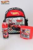 YENİ SEZON LİSANSLI HOT WHEELS ANAOKUL,KALEM VE BESLENME ÇANTASI, 2 KATLI BESLENME KABI İLE 500 ML MATARA SETİ