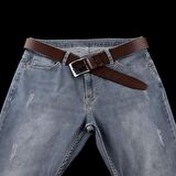 Gerçek Deri Erkek Kemer Kahverengi 4,5 cm 