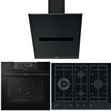 Haier Ankastre Siyah Ankastre Set (HAVG5D4HB Ocak -HWO60SM2F3BH Fırın -HADG6DCS56B Davlumbaz)