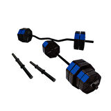 Tan Spor 70 Kg DÜZ BAR (150 cm + Z BAR ( 120 cm ) Dambıl Ağırlık  Halter  FULL SET Mavi Kapaklı