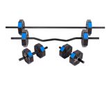 Tan Spor 30 Kg (150 cm) DÜZ BARLI +Z BARLI  Dambıl Dumbell Ağırlık Halter FULL  SET Mavi Kapaklı