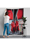 Kırmızı Ayakkabı Kadın Duvar Örtüsü-7868