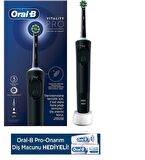Oral-B Şarjlı Elektrikli Diş Fırçası Vitality Pro Siyah +Pro Onarım 50ml Diş Macunu