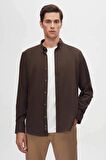 Ds Damat Regular Fit Koyu Kahve Düz Kışlık Flanel Gömlek 7HC02ORT13265