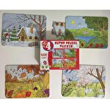 Eğitici Renkli Mevsimler Puzzle - Çocuk Mevsimler 4lü Yapboz