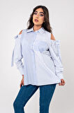 Fiyonk Aksesurlı Omzu Acık Basıc Gömlek GMK16056